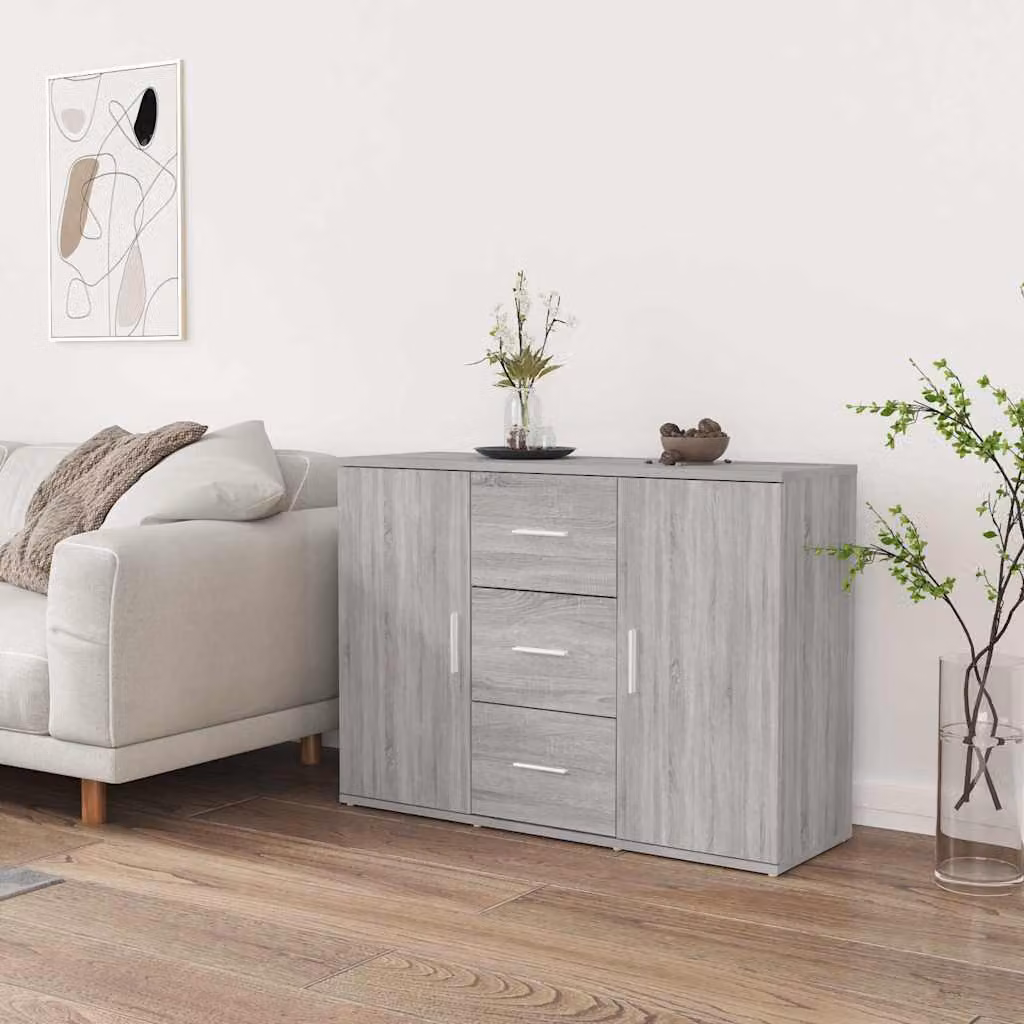 Credenza vidaXL in legno multistrato e MDF, Grigio Sonoma, L 91 x P 29,5 x H 65 cm