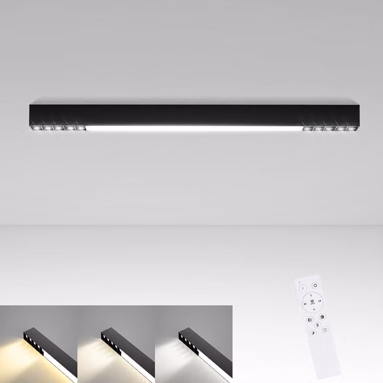 ZMH lampada da soffitto LED plafoniera nera 80CM lunga soffitto faretto cucina 25W nero moderno ufficio lampada dimmerabile con telecomando per soggiorno ufficio camera da letto
