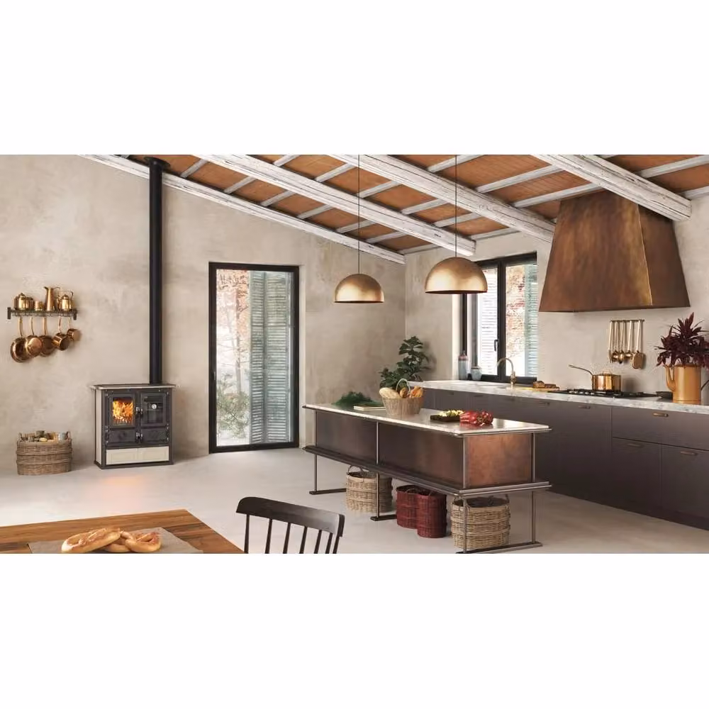 Stufa a Legna Nordica Rosetta 5.0 VST in Ceramica Colore Panna o Beige – 2