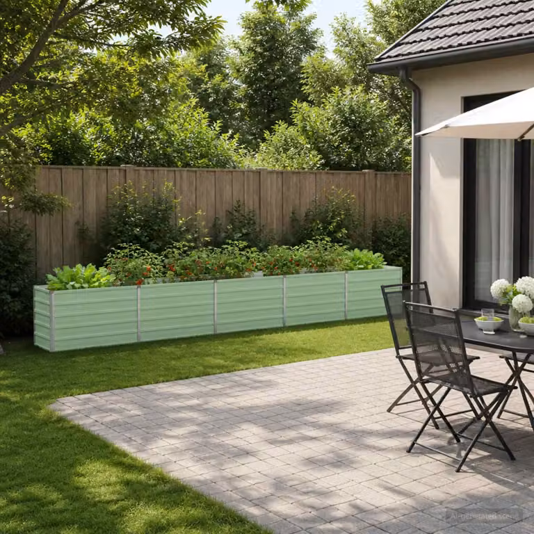 Letto rialzato da giardino vidaXL in metallo Verde, L: 400 cm, P: 40 cm, H: 55 cm