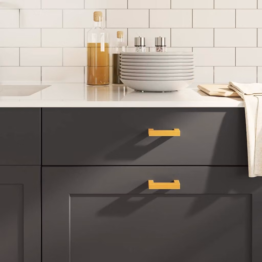 Set di 10 maniglie per mobili vidaXL in acciaio inox color oro con finitura lucida