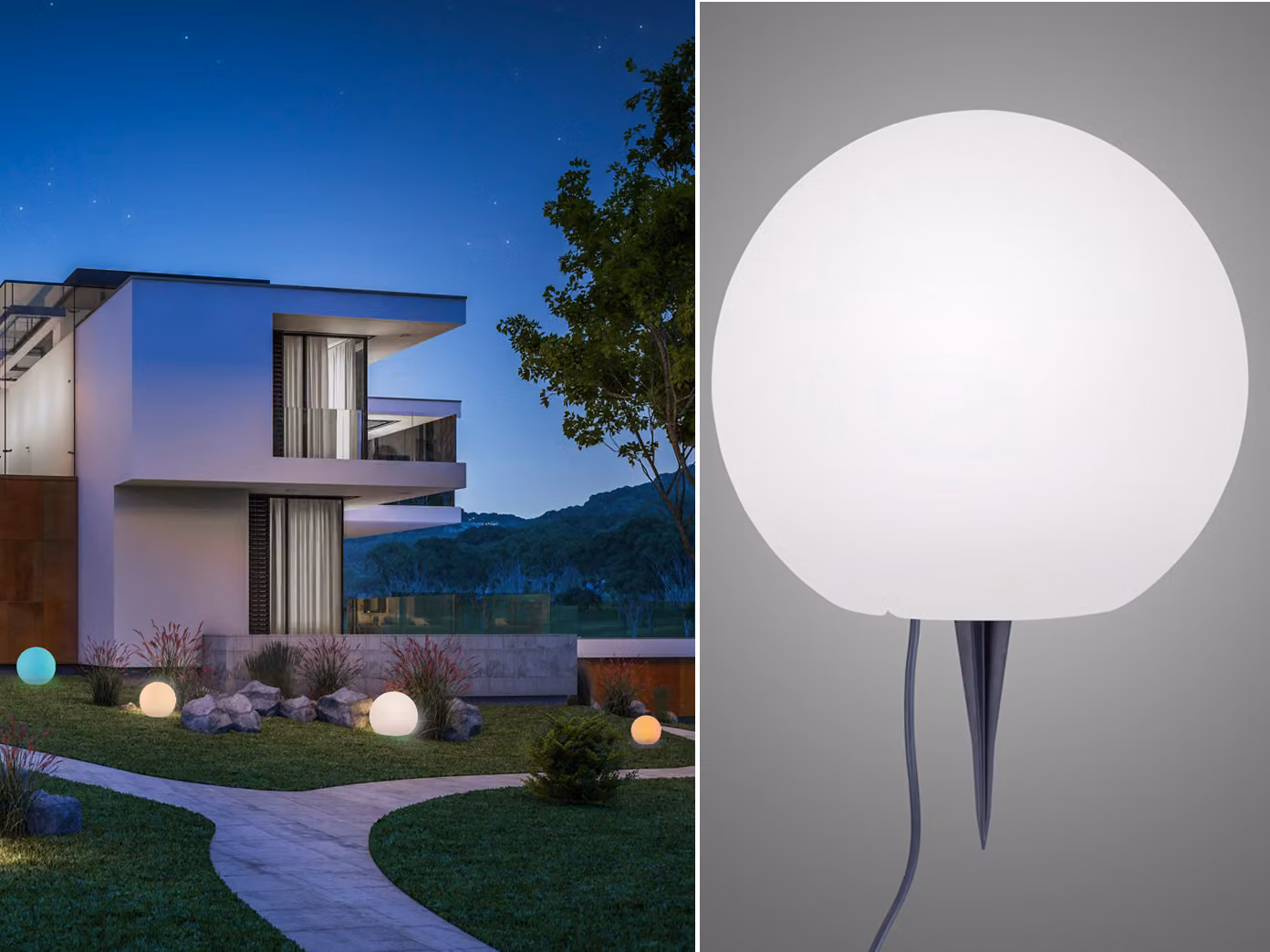 Lampada a sfera LED per giardino Alimentazione elettrica Ø40cm Controllo intelligente dell'illuminazione WIZ Sfere decorative