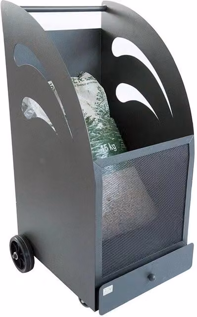 CARRELLO PORTAPELLET PELLET IN FERRO BATTUTO CARRELLI PORTA PELLETS 45X42X80H