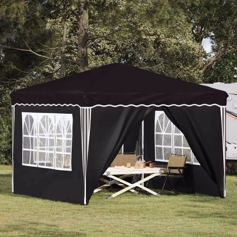 Tenda per feste pop-up vidaXL in tessuto Oxford e acciaio, Nero, L/P/H: 288 x 288 x 245 cm