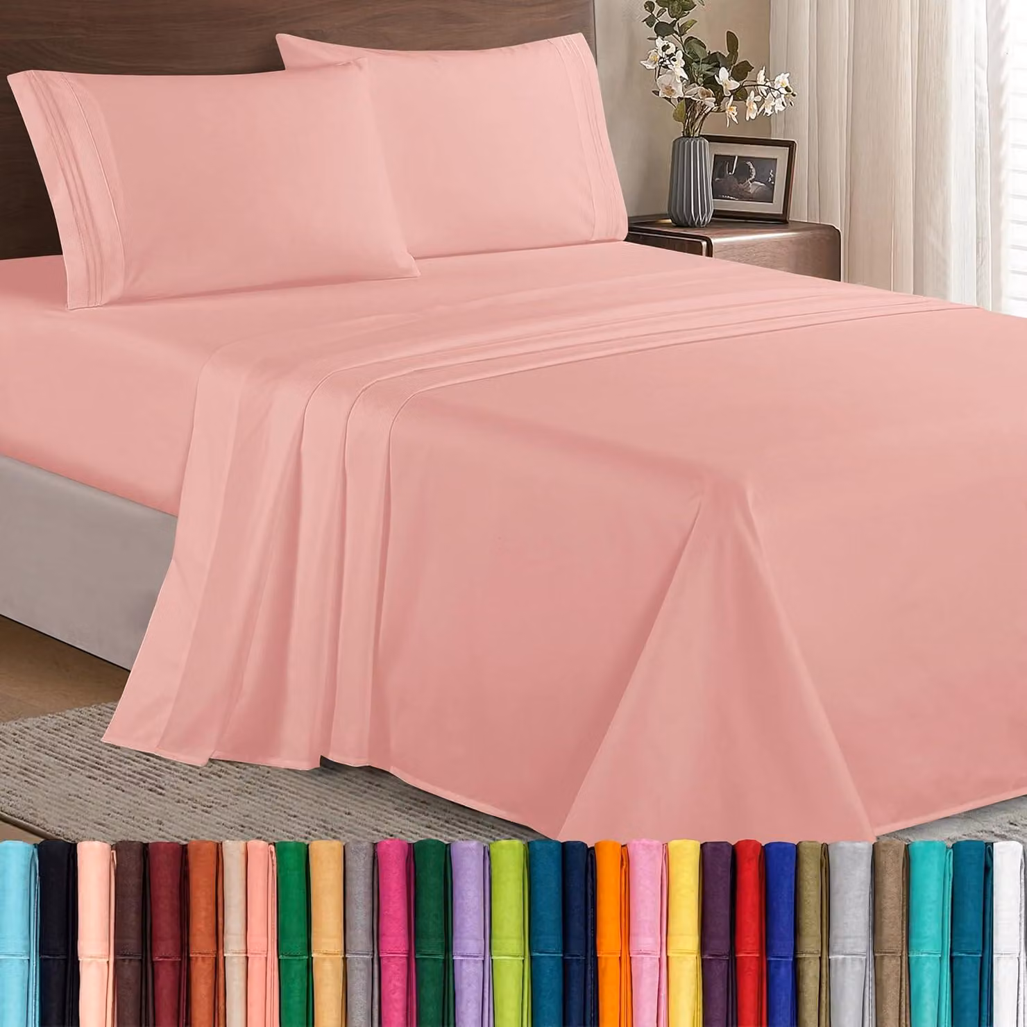 Set di lenzuola "Elegant Comfort Luxe", morbidi e confortevoli, con filatura a 1500 fili, in cotone egiziano di alta qualità, composta da 4 pezzi, resistente alle pieghe e ideale per un'atmosfera accogliente