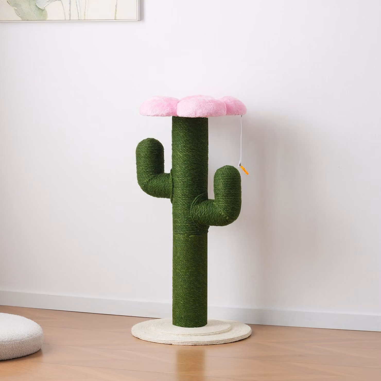 Tiragraffi per gatti Flieks a forma di cactus, con fusti in sisal rinforzati e sistema anti-ribaltamento, 46x46x90 cm, rosa