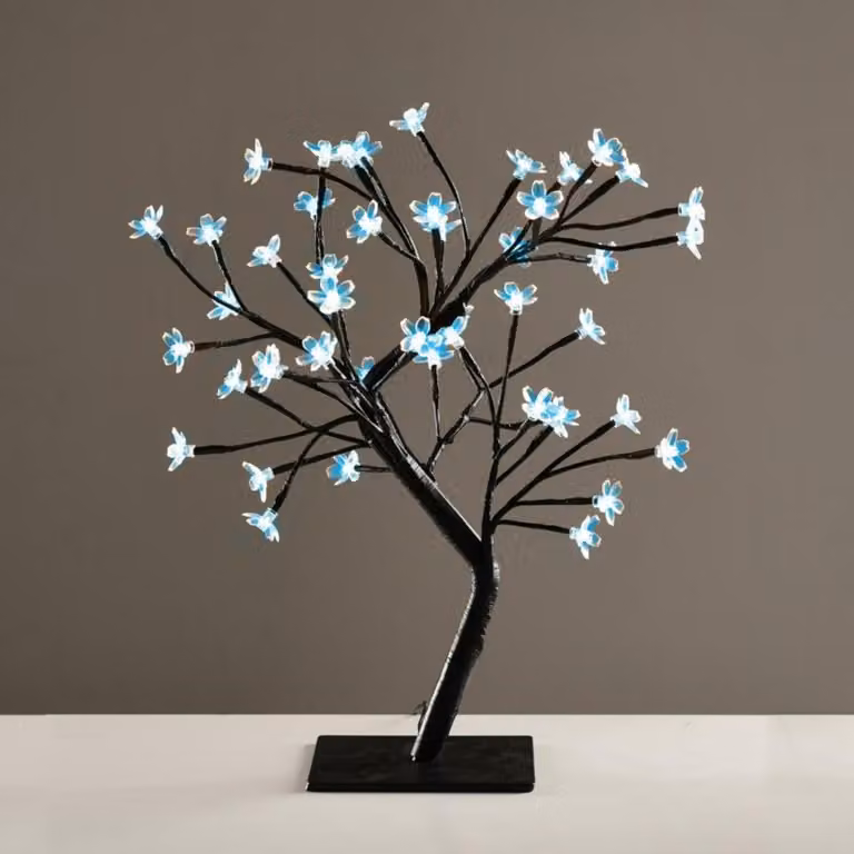 ACA Albero di illuminazione con fiori in silicone 36 LED 220-240V, blu, IP20, 45cm, 3m cavo nero X1036641