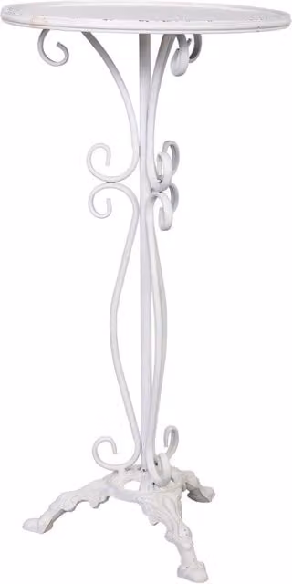 Tavolino rotondo Wanderlust Deco in metallo bianco con design minimalista L: 40 cm, P: 40 cm, H: 77 cm