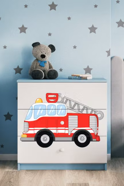 Cassettiera per bambini con cassettiera estintore nel colore blu Babydreams