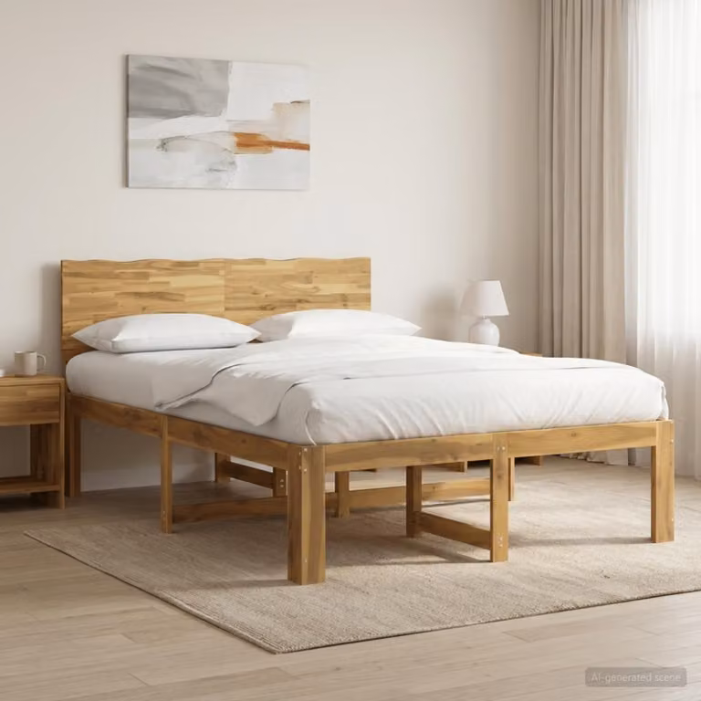 Letto matrimoniale vidaXL ROSTOCK in legno di acacia bianco L/P/H: 120 x 200 x 91 cm