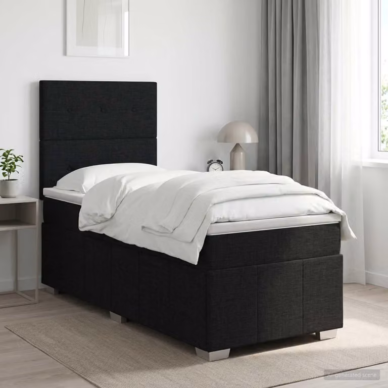 Maison Exclusive - Letto boxspring con materasso nero 90 x 200 cm Tessuto