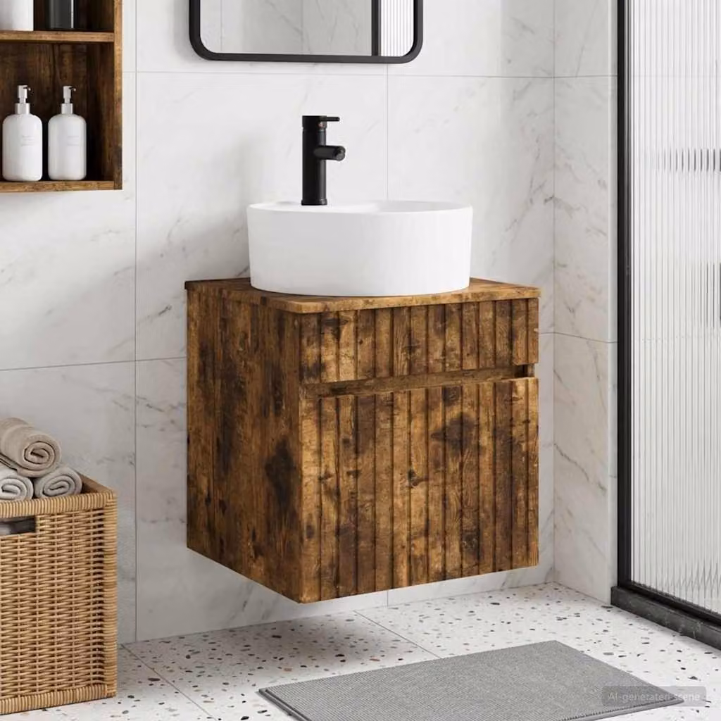 Mobile lavabo da parete vidaXL Rovere Fumo L: 49 cm, P: 44,5 cm, H: 65 cm