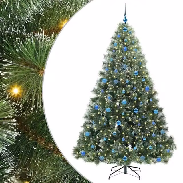 Albero di Natale Artificiale-Albero Natalizio con 300 LED Verde 210 cm PE e PVC 987168