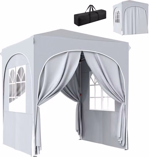 Gazebo Pieghevole Zephmum Grigio Chiaro con Struttura in Acciaio
