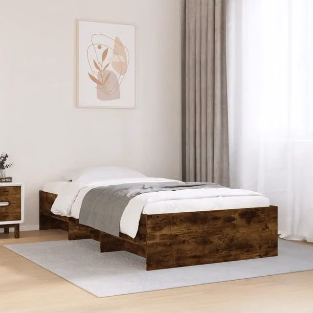 Struttura Letto Design Mania in Rovere Fumo con Doghe in Legno, L 90 x P 200 cm – 1