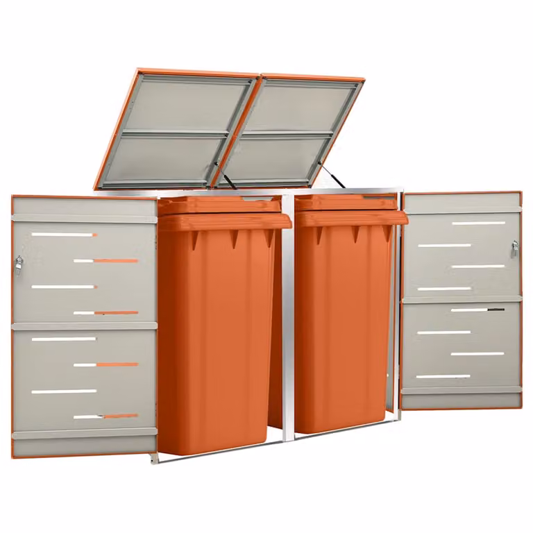 Copribidone singolo vidaXL in acciaio inox con coperchio a ribalta, disponibile in antracite o arancione, L: 69 cm, P: 77,5 cm, H: 115 cm