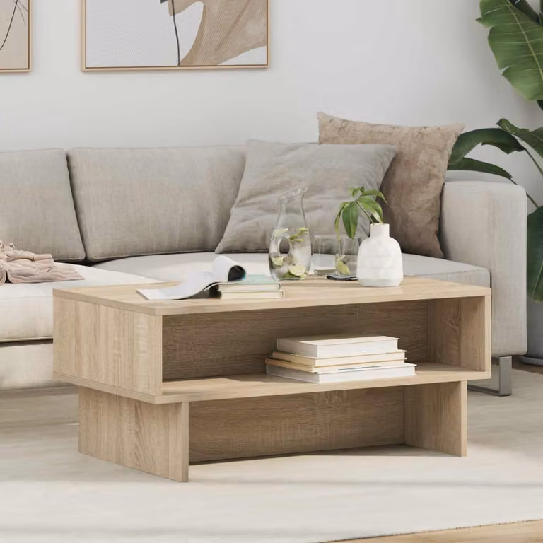 Tavolino da salotto moderno vidaXL in legno color rovere marrone L 80 cm x P 46 cm x H 35 cm