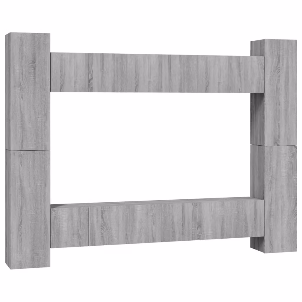 vidaXL Set Mobili Porta TV 10 pz Grigio in Legno Multistrato con Supporto a Parete – 2