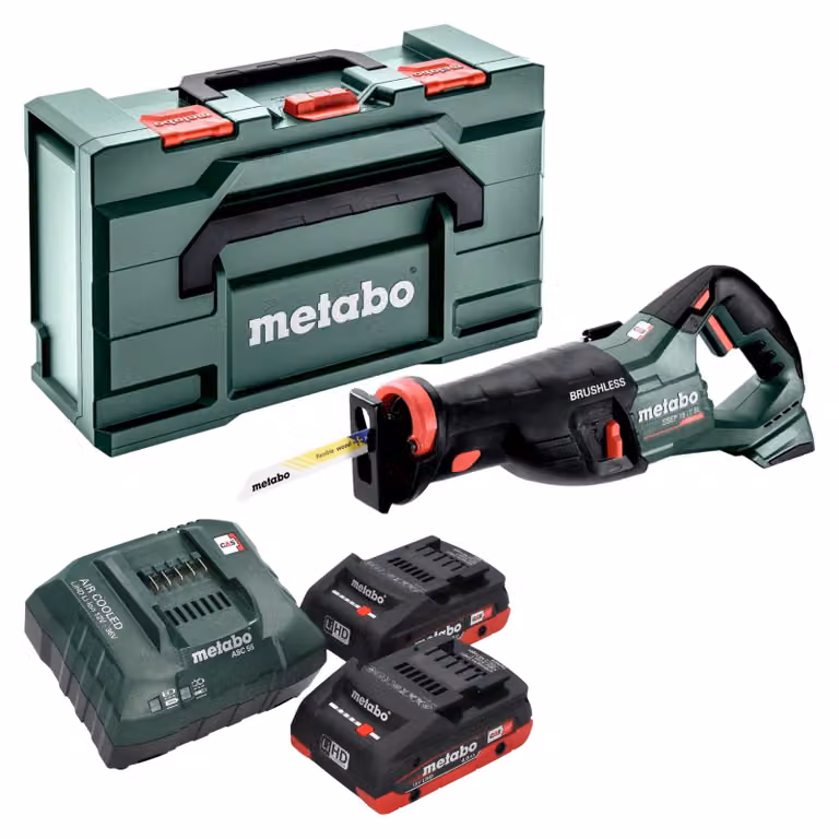 Metabo SSEP 18 LT BL sega alternativa a batteria 18 V 32 mm senza spazzole + 2x batteria LiHD 4,0 Ah + caricatore + metabox