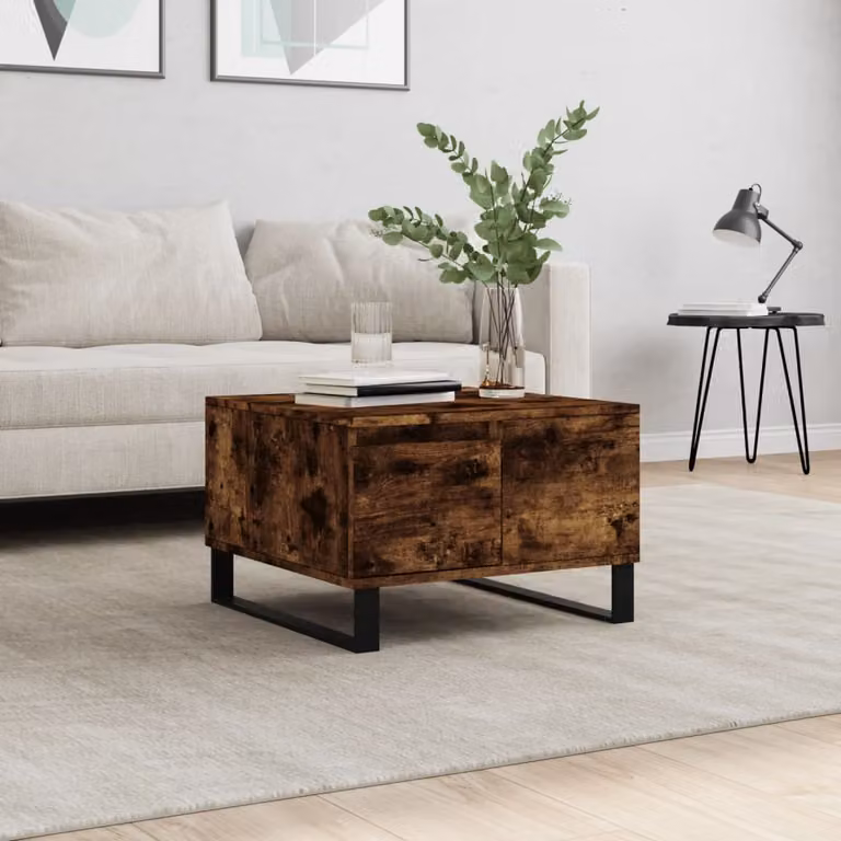 vidaXL Tavolino da Salotto Moderno in Legno e Metallo, Colore Rovere e Marrone, L/P/H: 55 x 55 x 36,5 cm