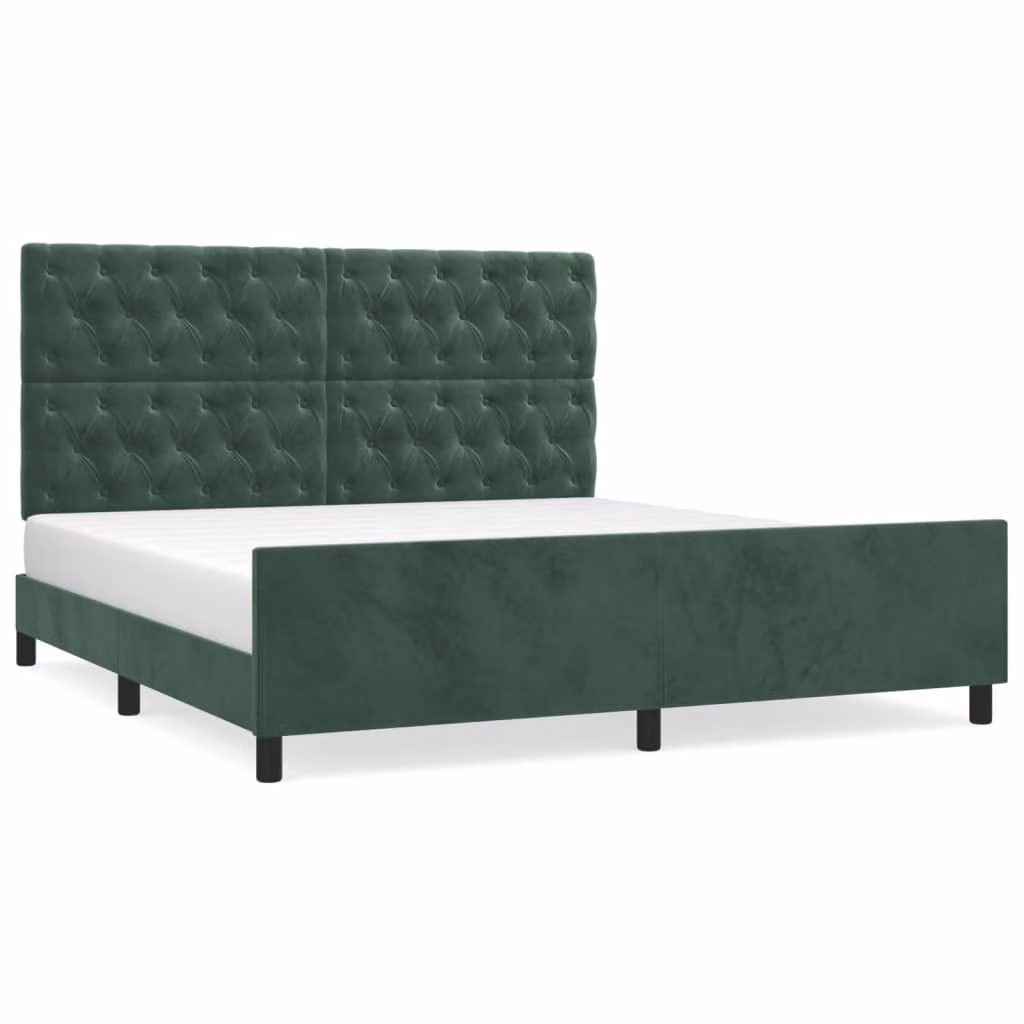 Giroletto senza Materasso Verde Scuro 160x200 cm in Velluto