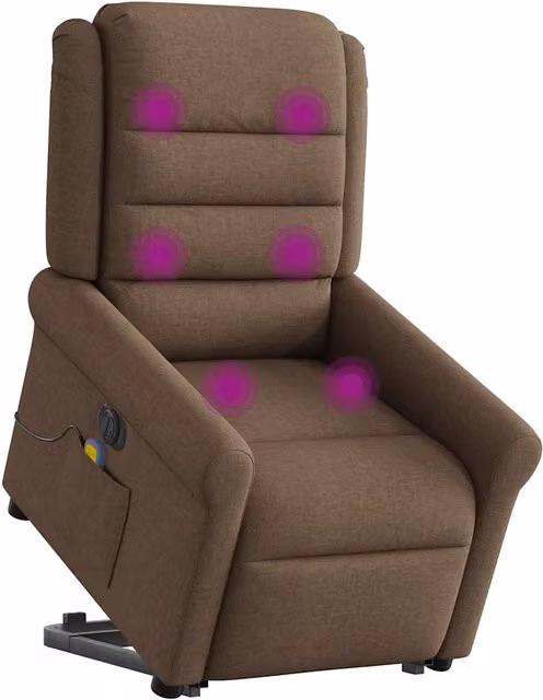 Poltrona alzapersona elettrica vidaXL marrone in tessuto con funzione di assistenza al sollevamento e braccioli – 1