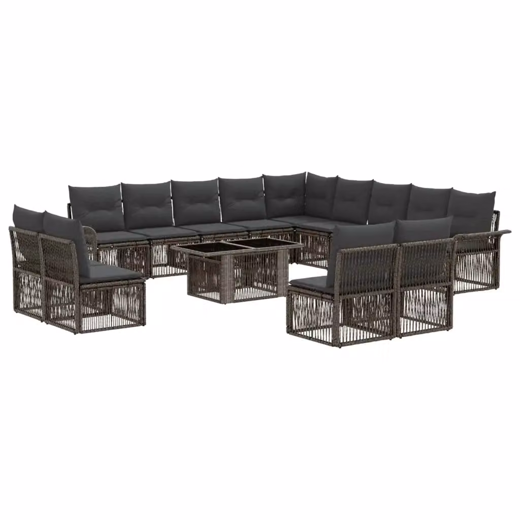 Set Divano da Giardino vidaXL a Forma a U in Polyrattan con Tavolino, Grigio e Antracite – 2