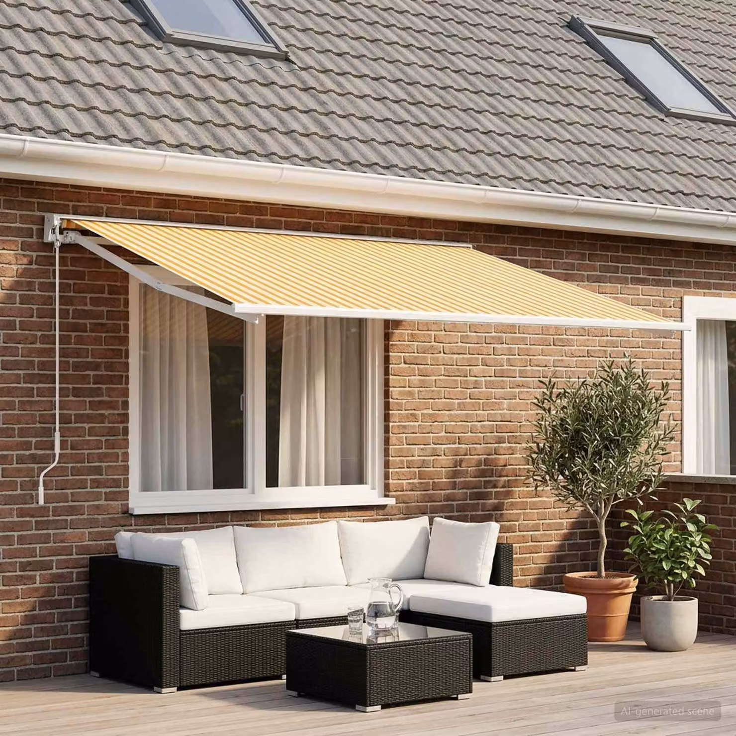 Telo di ricambio per tenda da sole vidaXL in poliestere, Giallo e Bianco, L 400 cm x P 350 cm