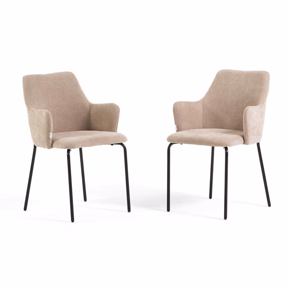 Set di 2 sedie in tessuto per interni, schienale avvolgente, gambe in metallo, design elegante per cucina, sala da pranzo, bar, ristoranti - Rachele