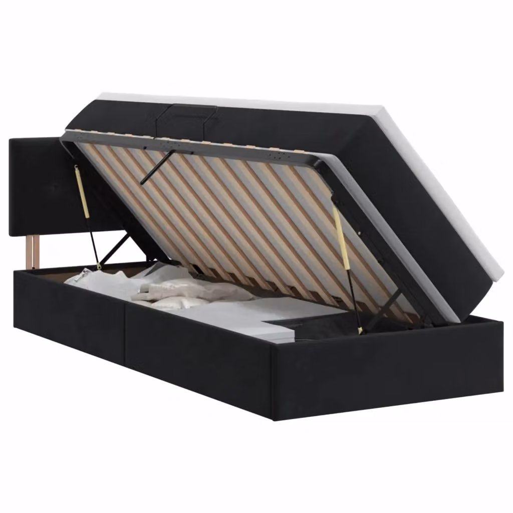 Letto con Contenitore e Testiera in Velluto Nero vidaXL L/P: 90 x 190 cm – 2