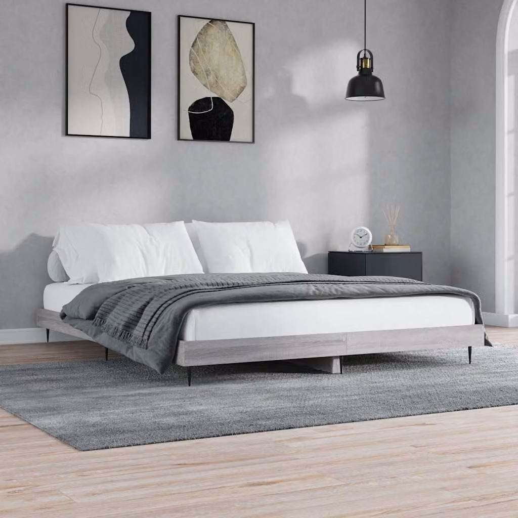 Giroletto vidaXL in legno e metallo Grigio Sonoma 200x200 cm