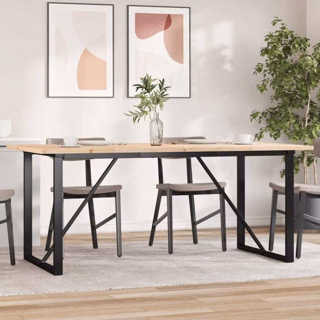 Maison Exclusive - Tavolo da Pranzo Telaio a O 180x90x75,5 cm Legno Pino e Acciaio