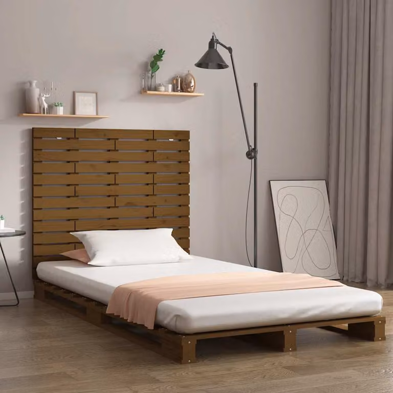 Testiera da parete vidaXL in legno massello di pino, colore marrone, L: 96 cm, P: 3 cm, H: 91,5 cm