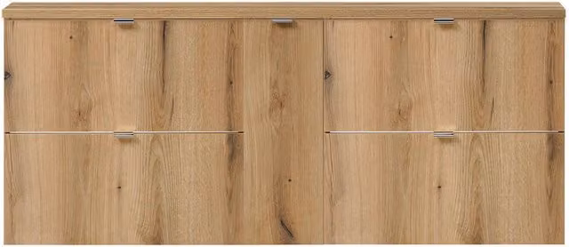 Set Sottolavabo NEWPORT 2 Mobili a 2 Cassetti Armadio Stretto Piano di Lavoro - Effetto Rovere [en.casa]