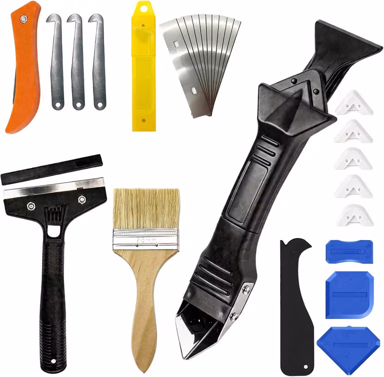 Set di strumenti per la rimozione di guarnizioni, 26 pezzi, strumento multifunzione 5-in-1 per sigillature in silicone, ideale per bagno, cucina e finestre