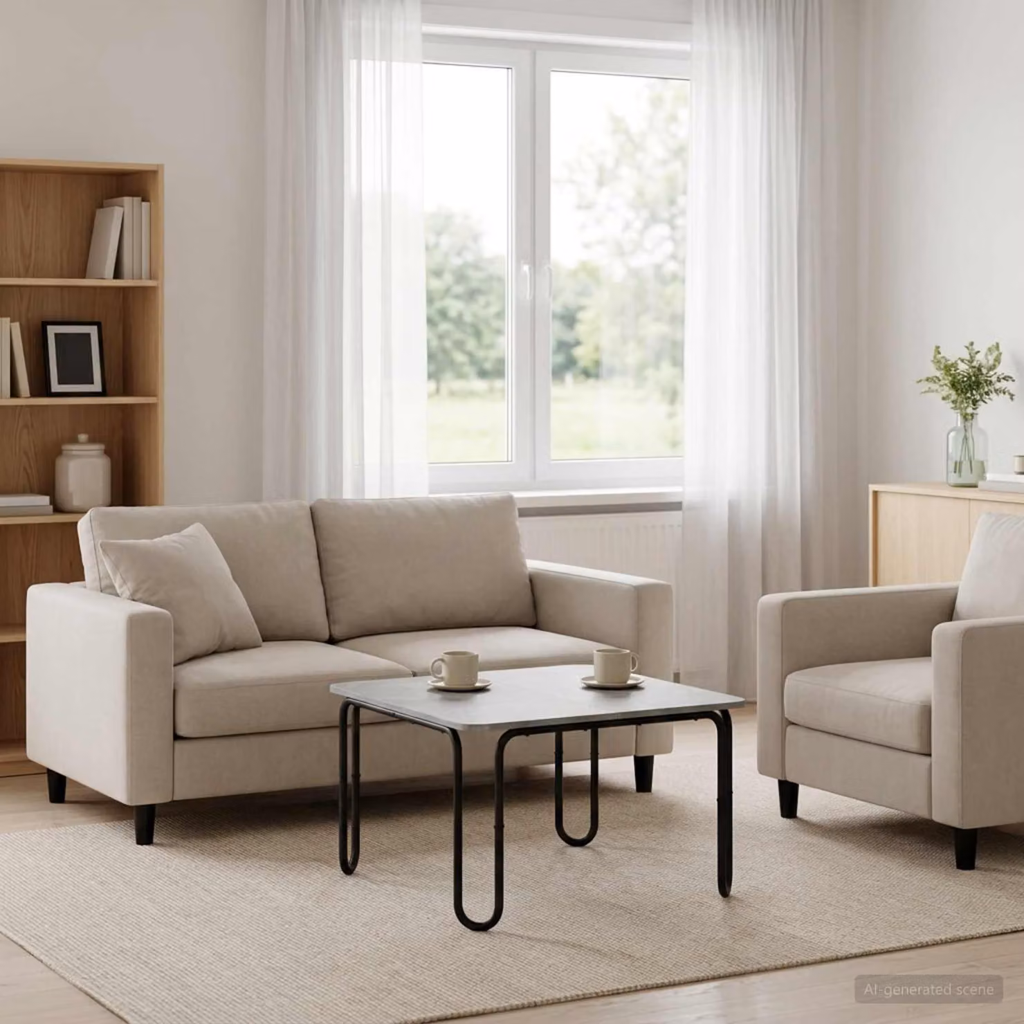Maison Exclusive - Tavolino da caffè grigio cemento, 79,5 x 79,5 x 45 cm, realizzato in materiale composito di legno