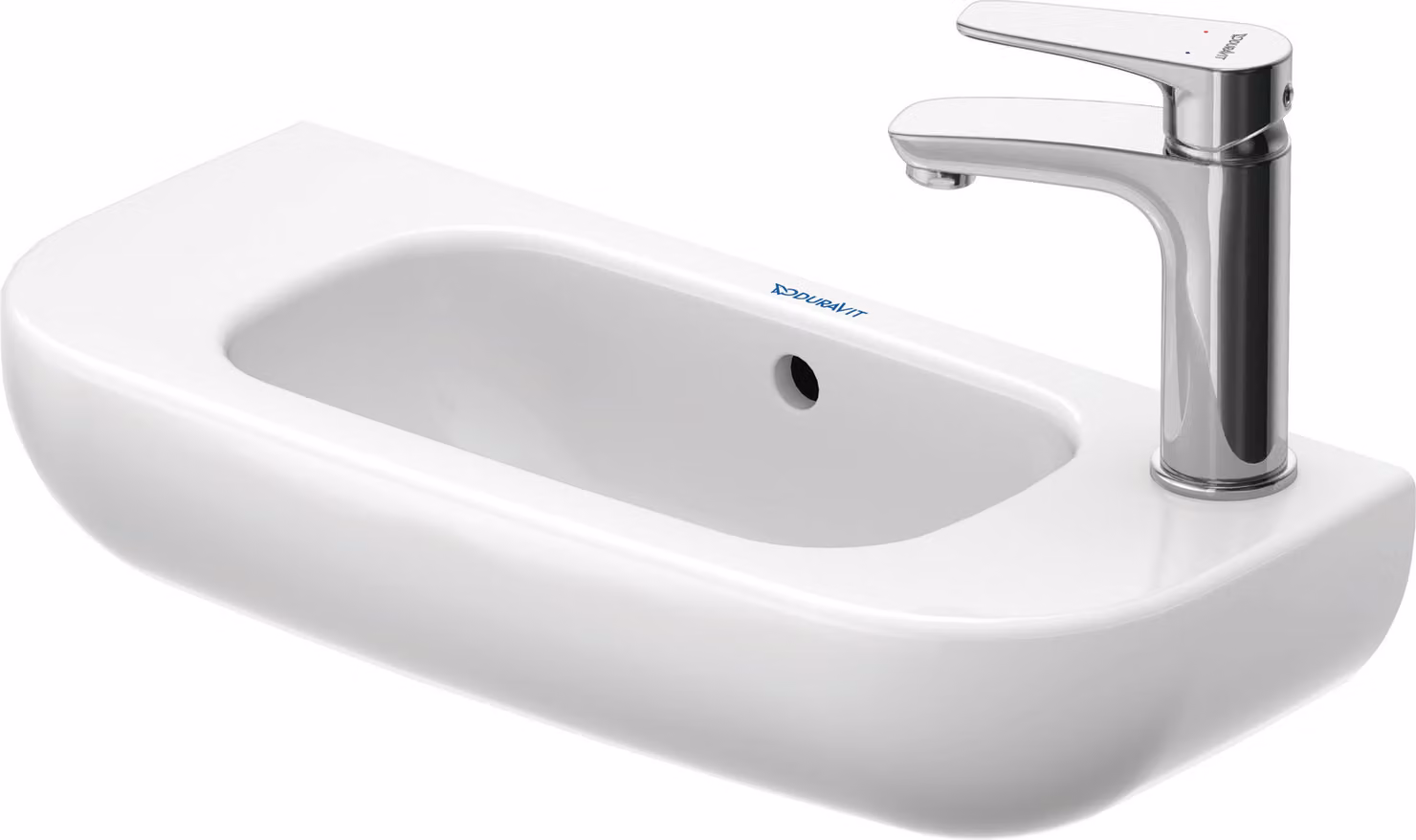 Duravit D-Code lave-mains, avec trou pour robinetterie à droite, avec trop-plein, 500x220x135mm, blanc brillant, 0706500008, 0706500008