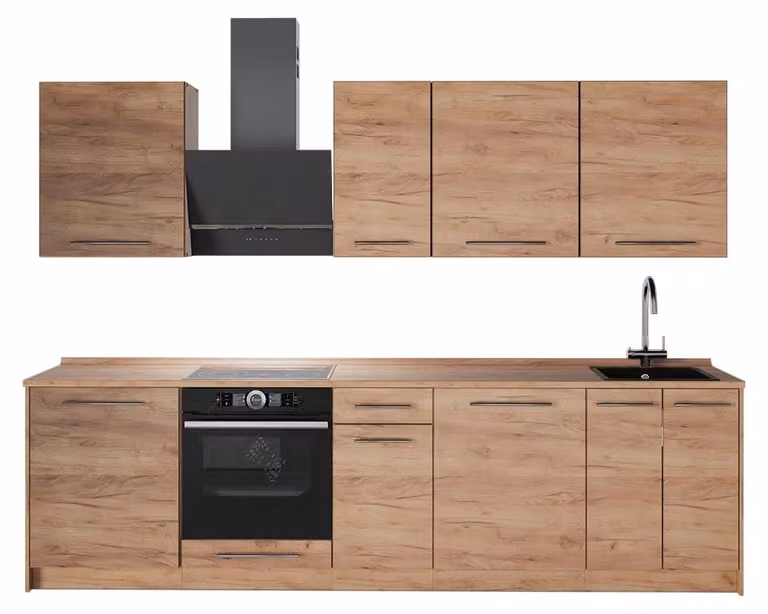 Cucina componibile Vicco Fame-Line Rovere dorato/Rovere dorato 280 cm senza piano di lavoro, Model 64199