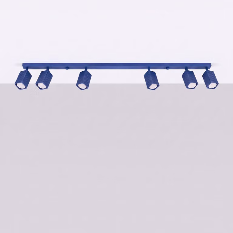 Plafoniera RAYO 6L oltremare 6xGU10 10W alluminio 16,5x6x117cm Sollux Lighting