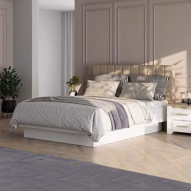 Letto Matrimoniale Byron, Letto Matrimoniale Dimensione Materasso 180x200 cm, Bianco