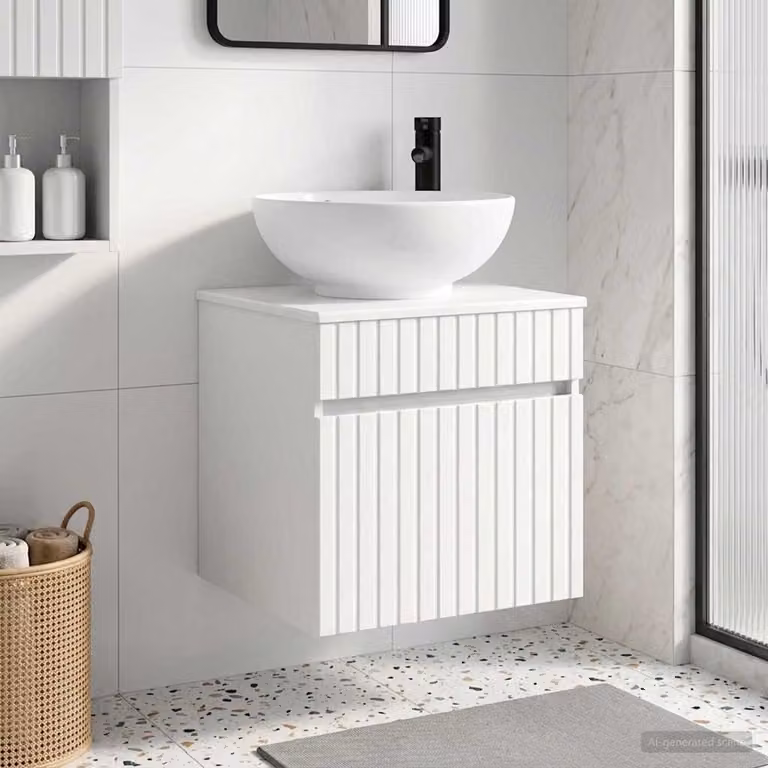 Mobile lavabo da parete vidaXL Bianco Lucido L: 49 cm, P: 44,5 cm, H: 66,5 cm