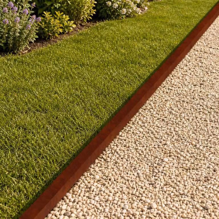 Set di 20 profili di copertura per giardino vidaXL in acciaio color ruggine, L: 100 cm, P: 5 cm, H: 5 cm
