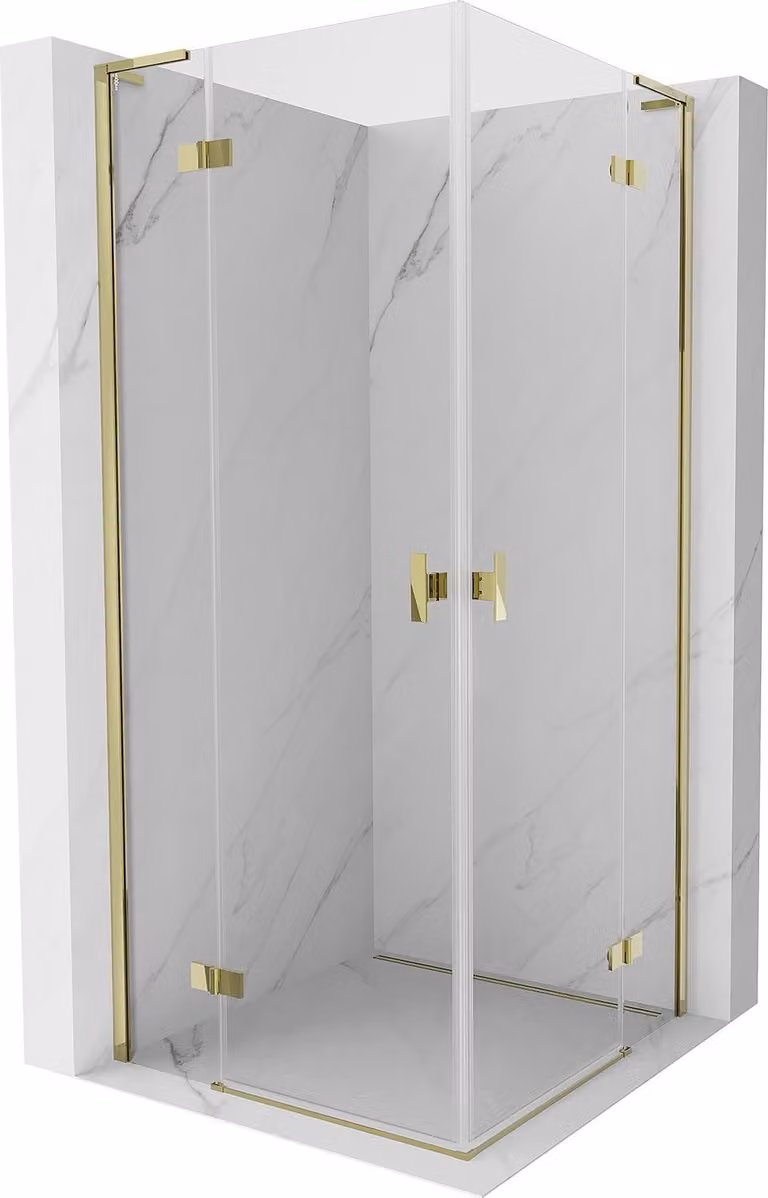 Mexen Mist-H L Duo cabina doccia a battente 80 x 80 cm, trasparente, oro - 8A5L-080L-080P-50-00