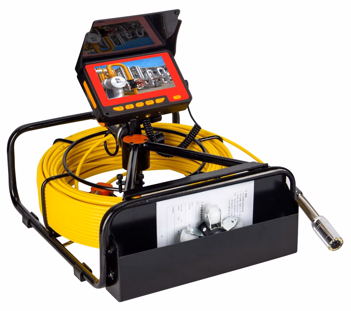Telecamera di ispezione per tubi, schermo LCD da 4,3", DVR, 30 metri, grado di protezione IP68, 12 LED