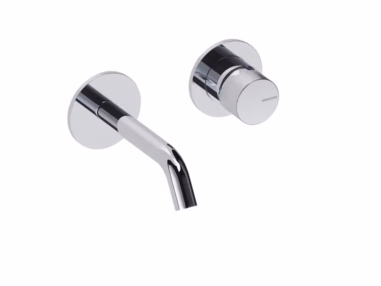 SANYCCES LOOP K ColdOpen Rubinetto lavabo da parete incasso con sporgenza di 14 cm, corpo incasso incluso, cromato