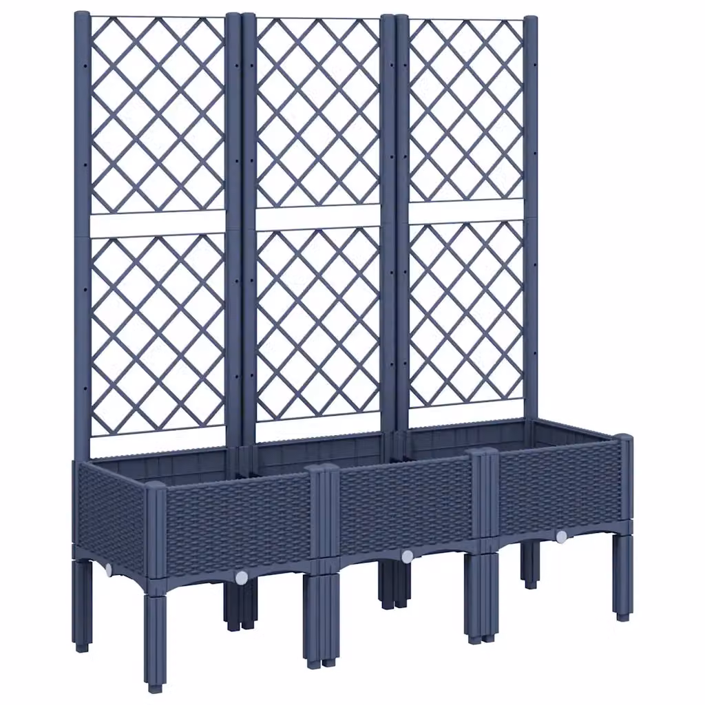 vidaXL Fioriera da giardino con traliccio per piante rampicanti in plastica, Grigio Blu, L 120 x P 40 x H 142 cm – 2
