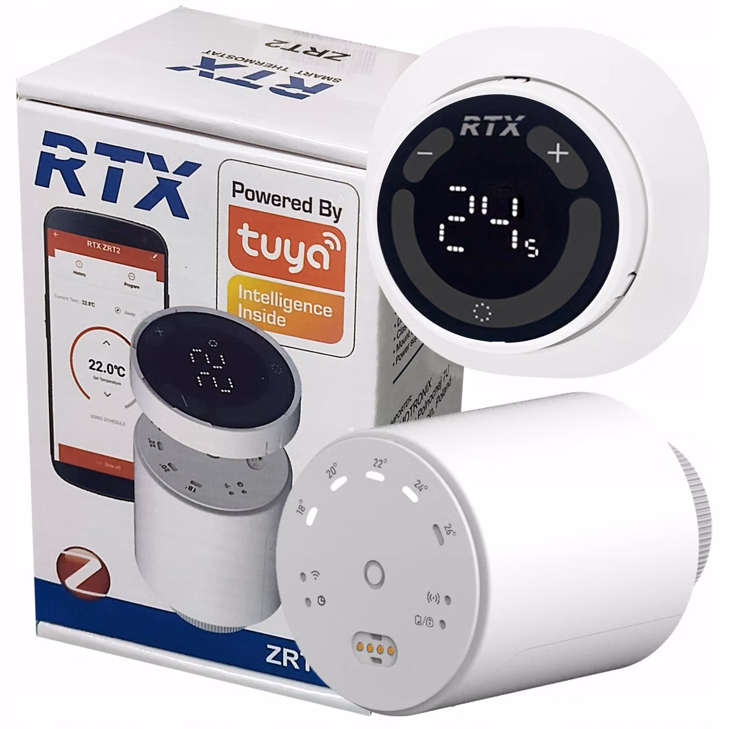 Testa termostatica RTX per radiatori e riscaldamento a pavimento + sensore remoto TUYA con tecnologia ZigBee