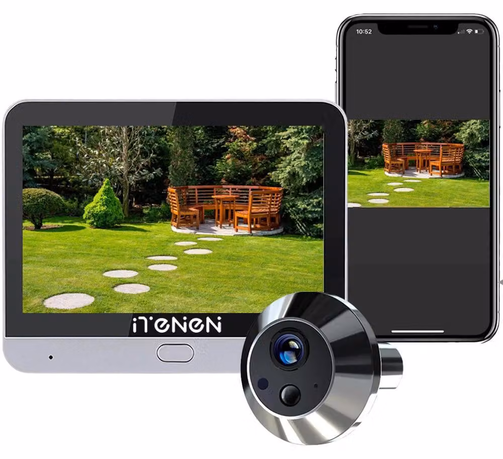 Telecamera di sicurezza per la casa, risoluzione 3MP, compatibile con Alexa, colore argento