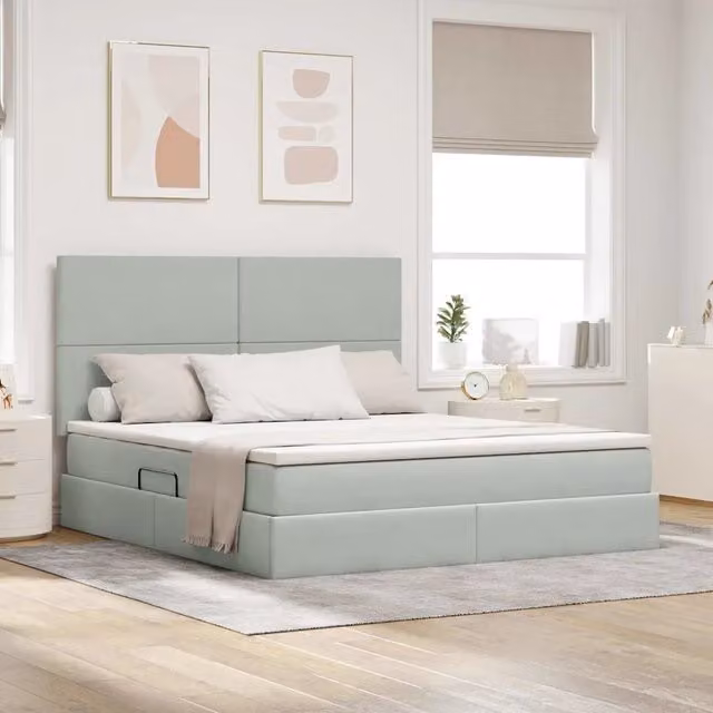 Letto con contenitore e materasso Grigio chiaro 180 x 200 cm 3371985