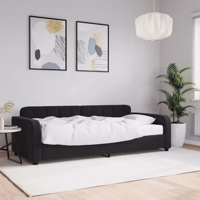 Divano Letto con Materasso-Sofa Letto-Daybed Nero 90x190 cm in Velluto 815577